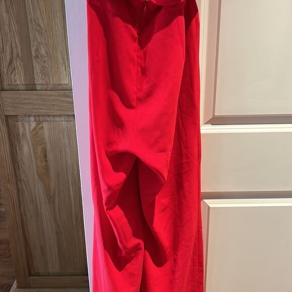 Intermix red ruffle neck halter jumpsuit large - Picture 11 of 12